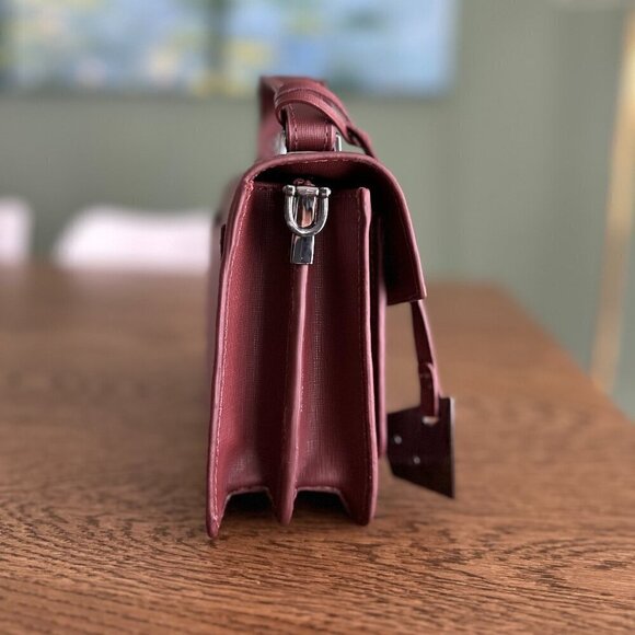 NWT! Botkier Cobble Hill Satchel -Port Wine saffiano leather - Picture 3 of 10